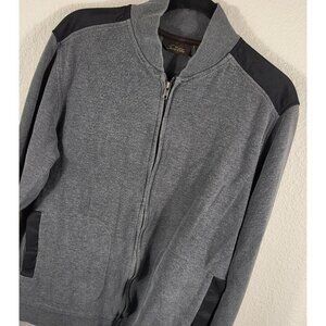 Tasso Elba Mens Sweater Jacket XL Gray Full Zip Long Sleeve Cotton Mock Neck